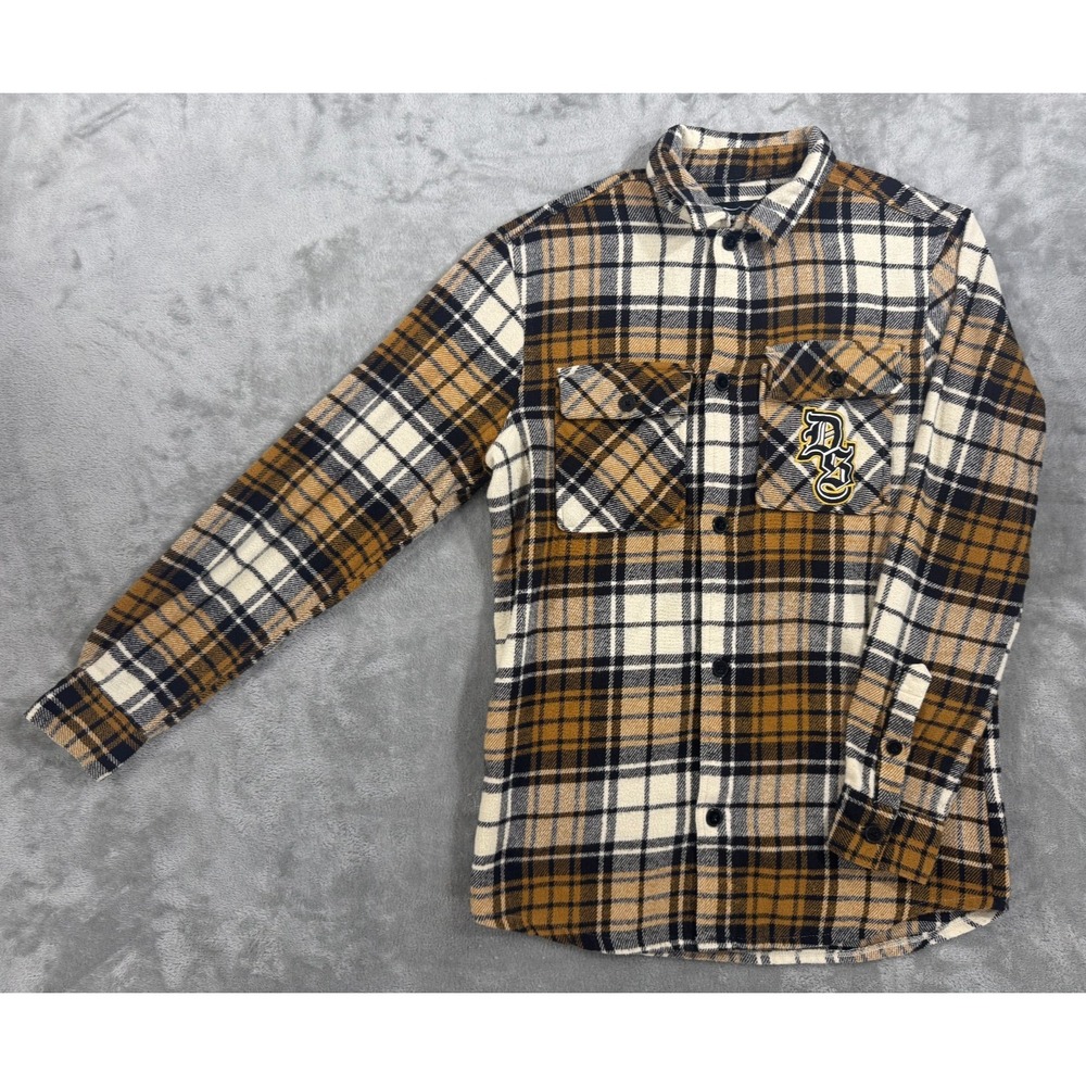 Dogg Supply By Snoop Dogg Flannel Shirt Mens S‎ Yellow Black 90s Rap Shacket